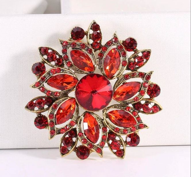 Hovedbilde Brosje rød blomst